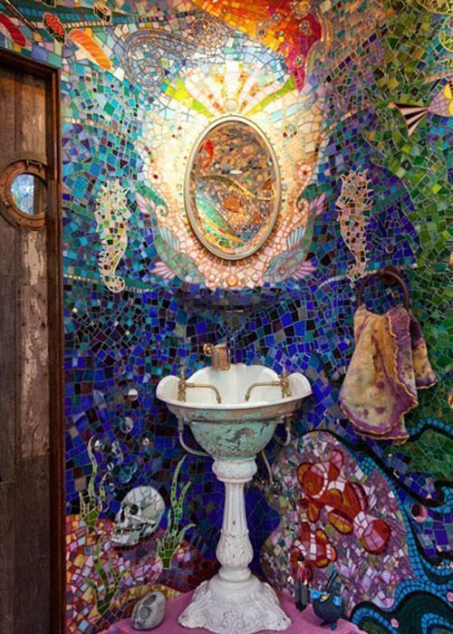 Decoración mosaicos baño Gaudi submarine 