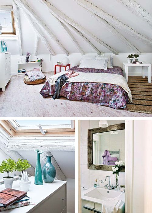 Dormitorio y baño apartamento country chic