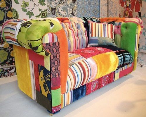 Sofa patchwork de vivos colores