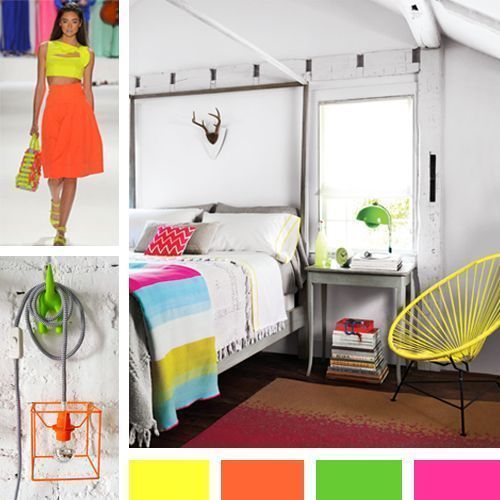 Paleta de colores neon en decoración y moda