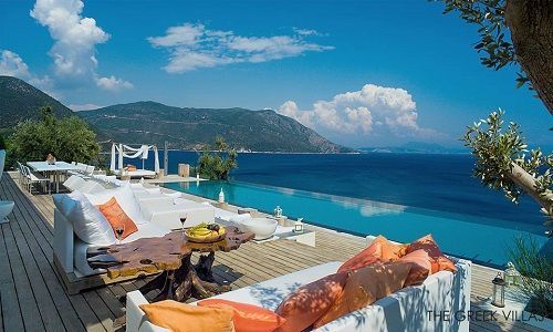 Terraza Villa Rosemary, en Lefkada.