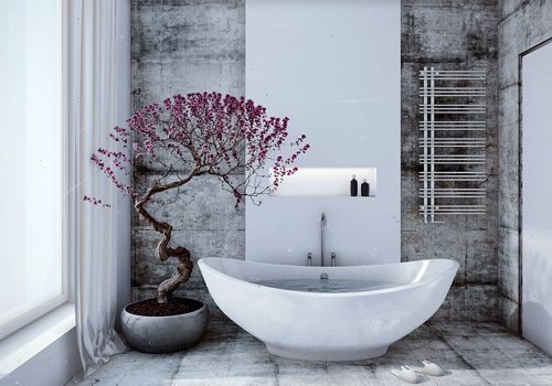 Bonsai en baño, diseño Angelina Alexeeva