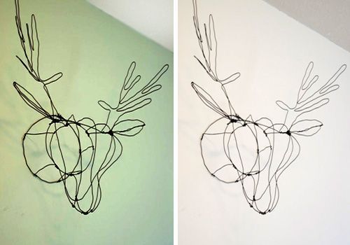 Decoración de pared con figura de alambre