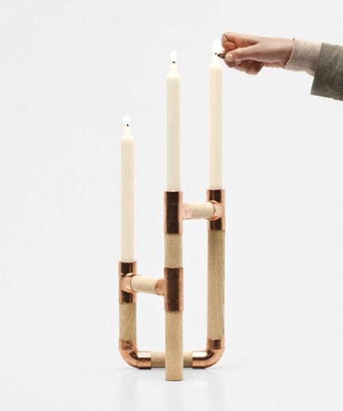Candelabro de madera y cobre DIY