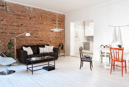 Pared de ladrillo, apartamento en Vasastan, Estocolmo