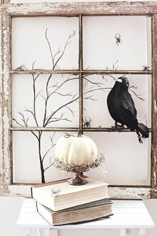 A2. Decoración de Halloween con calabazas blancas