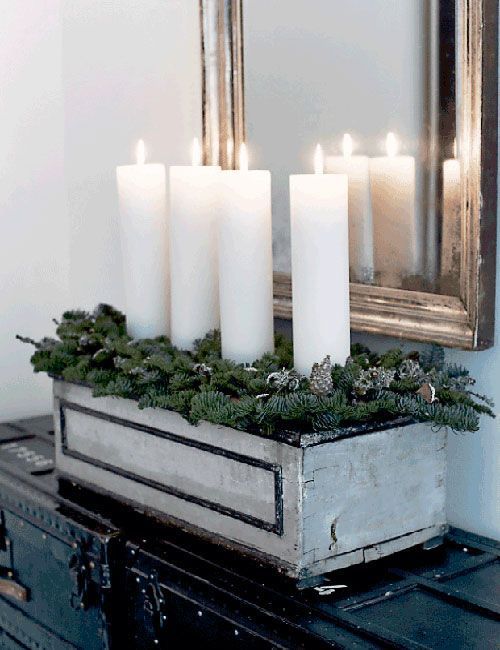 Decoración navideña sutil, HH, centro velas