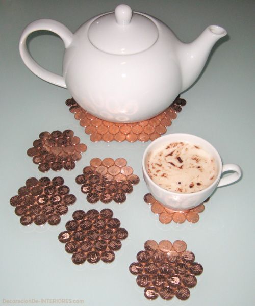 Salvamantel / posavasos con monedas de cobre, y corcho. DIY